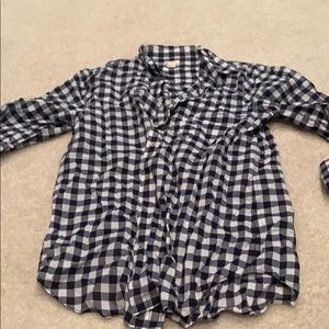 Blue and white gingham button down